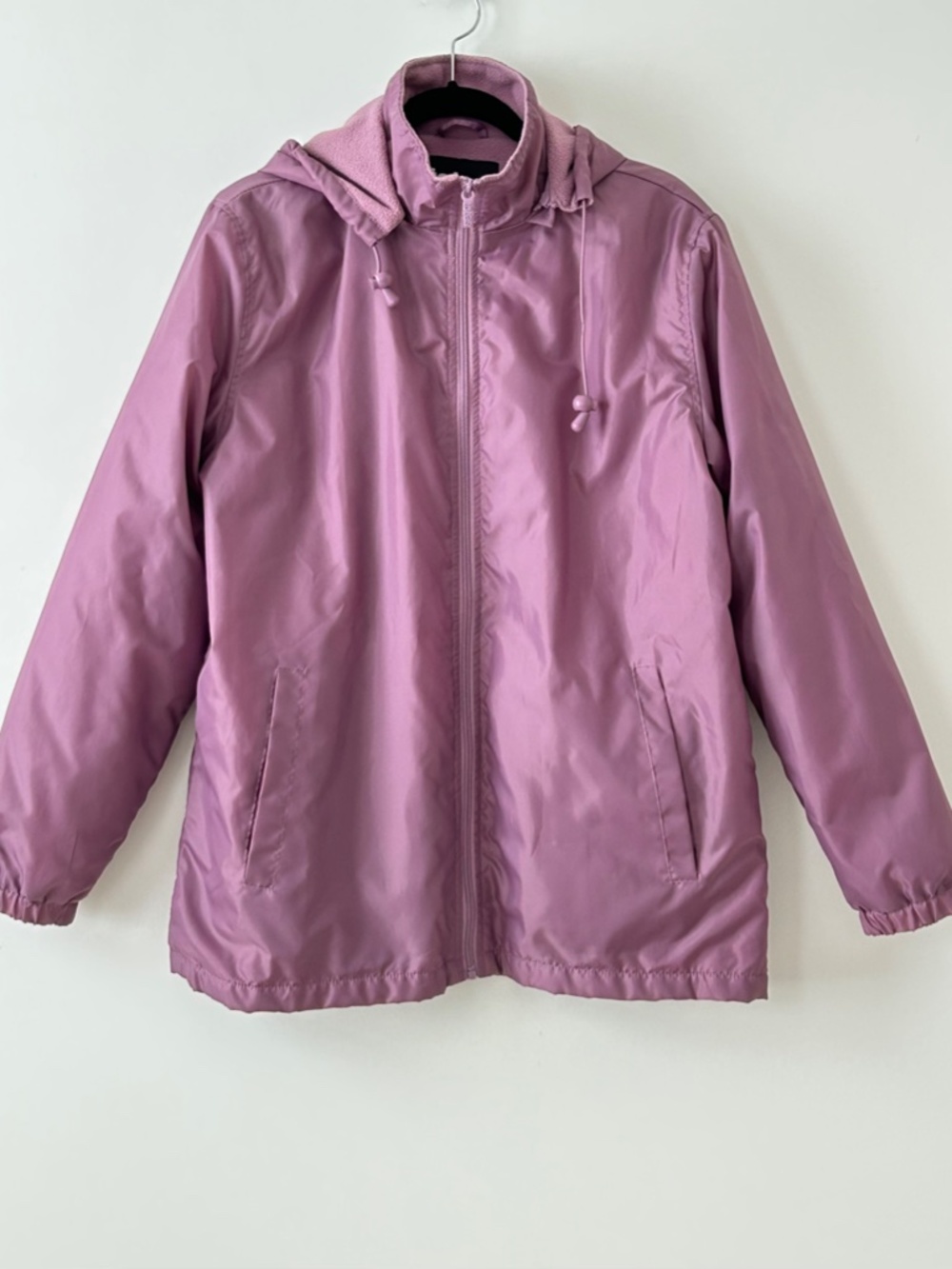 Totes Purple Fleece Lined Hooded Rain Coat